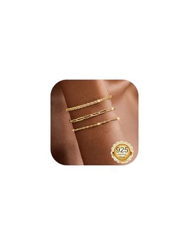 Filigrane Milacolato Bracelet Argent 925 Plaqué Or 16 Carats Femme Bijoux Accessoires pour Femme Filles — Or 16 carats
