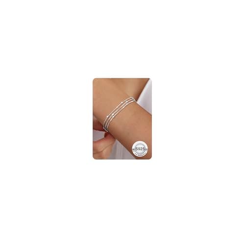 FIOROYAL - Bijoux Bracelet Argent Sterling 925 Reglable pour Femme - Cadeau Tendance pour Filles - Perles Empilable Trip — Chaîne Satellite en Argent