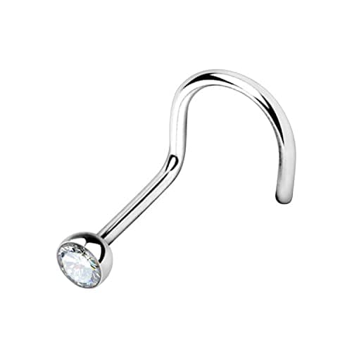 NEZ PIERCING WARRIOR Courbé Boule de Cristal Tchèque Acier Chirurgical 316L Stérile 22G (0.8 mm) Longueur 6.5 mm PBS-002