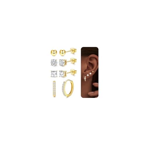 Adramata Boucles d'Oreilles Argent 925 et Or 16K Hypoallergéniques Femme Recycled Standard 100