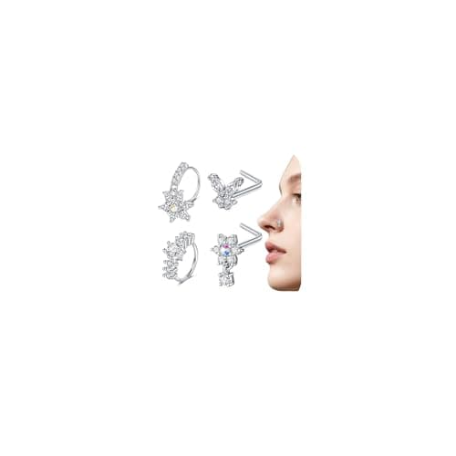 Nez-Piercing Acier Inoxydable Zircone Cubique : Chic 5 PCS 20G Bijoux — 20g-sliver-b