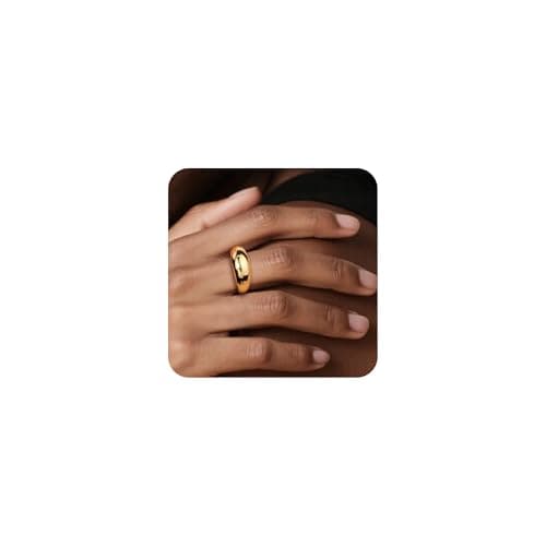 AlexCraft Bague Femme Or/Hypoallergéniques Épais Ajustable 14K Plaqué, Bague Empilables Goutte d'Eau Chunky pour Femme — G-or