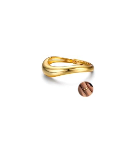 Bague Argent 925 Adramata Reglable Femme Fiançailles Alliance Empilable Ondulée, Cadeaux de Bijoux (Or/Argent/Or Rose) É — Or