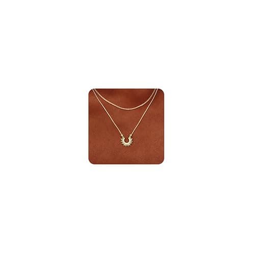Collier Or Femme Plaqué 14K Pendentif Soleil Résistant à l'Eau Cadeau Femmes Filles