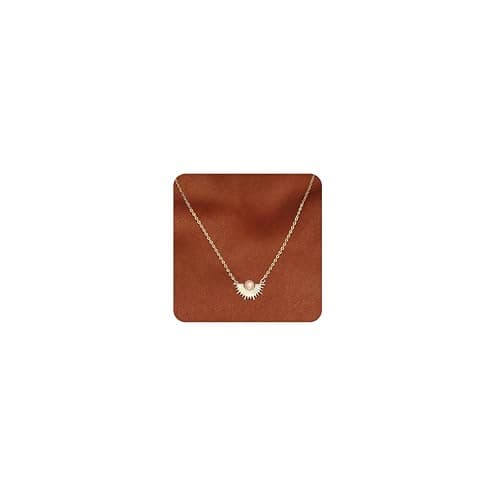 Collier Or Femme Plaqué 14K Pendentif Soleil Résistant à l'Eau Cadeau Femmes Filles — Collier soleil or B