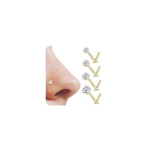 YADOCA Piercings Nez 4 Pièces Acier Chirurgical 316L Rond Zircone Cubique Or Piercings de Nez Bijoux