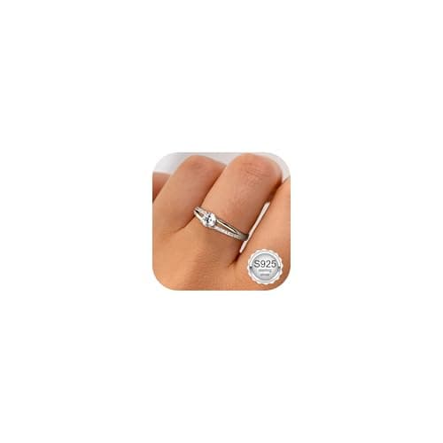 Bague en Argent Or 925 Ajustable Zirconium Cubique Fiançailles Mariage Femmes