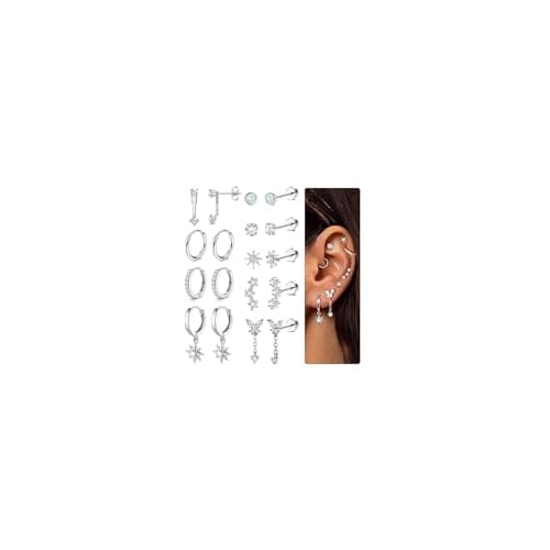 Adramata Paires de Boucles d'Oreilles Femme Acier Inoxydable Petits Créoles Or Argent — Style Soleil-Argent
