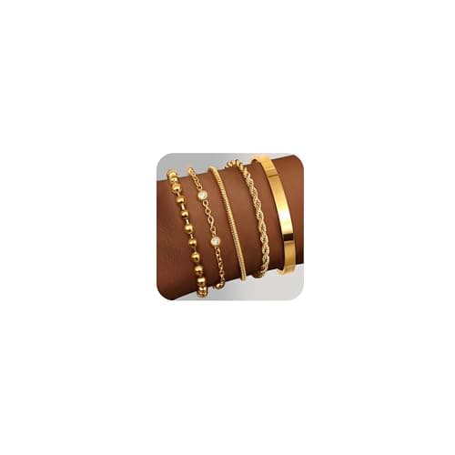Adramata Chaîne Bracelets Or Acier Inoxydable Femme Réglable Fantaisie Empilables Imperial Standard 100 — Unique-Or