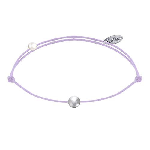 LES POULETTES BIJOUX Bracelet Argent 925 de Petite Perle pour Femmes Lien Élégant — Violet clair
