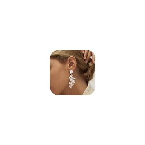 Adramata Boucles d'Oreilles Pendantes Grand Goutte Cristal Forme Aile Strass Femme Mariage Fantaisie Recycled_standard_1