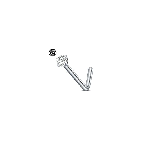 AceFun Piercing nez titane G23 pour femmes et hommes avec cubique zircone 2mmdiamond formé Lbijouxbijoux de nez — L-forme-20G-1.5mm