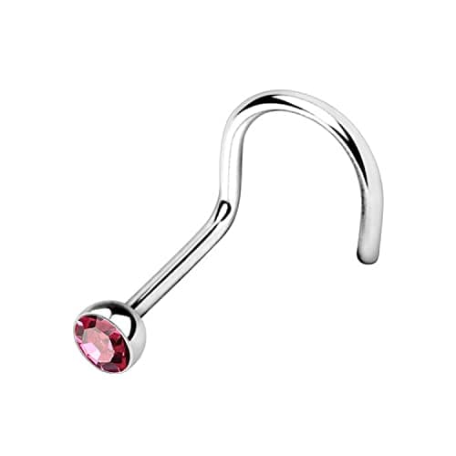 NEZ PIERCING WARRIOR Courbé Boule de Cristal Tchèque Acier Chirurgical 316L Stérile 22G (0.8 mm) Longueur 6.5 mm PBS-002 — Rouge