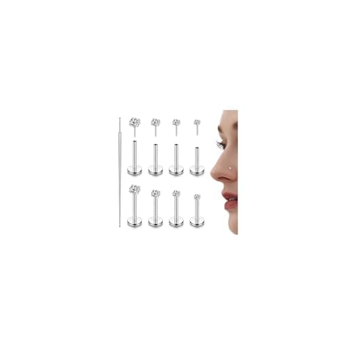 Adramata Piercing Labret Hypoallergénique 14K Or pour Piercings Mixtes Recycled Standard 100  
Adramata Piercing au Nez — Argent - 18 G (1 mm)
