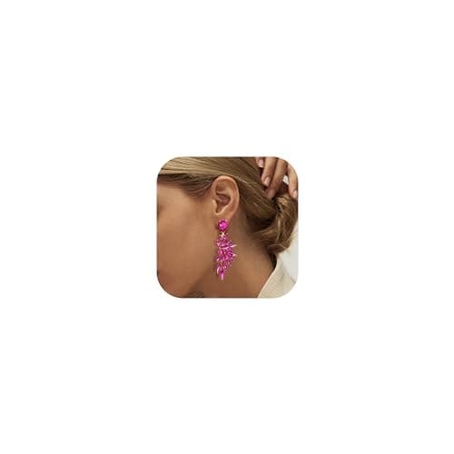 Adramata Boucles d'Oreilles Pendantes Grand Goutte Cristal Forme Aile Strass Femme Mariage Fantaisie Recycled_standard_1 — Rose rouge