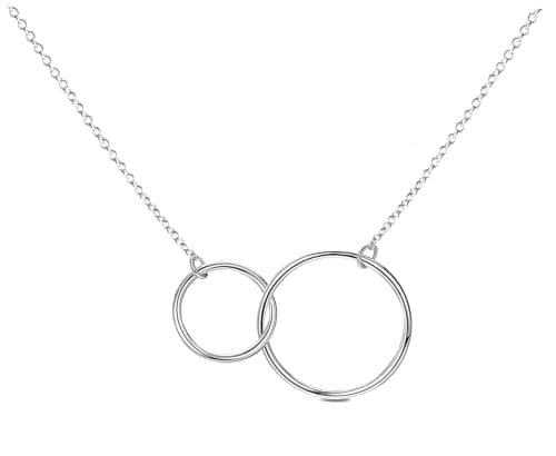 Titre SEO optimisé : Anneaux Entrelacés Plaqué Or ou Argent - Pendentif Deux Cercles Amour Amitié Bijoux Mode Femme Cade — Argent