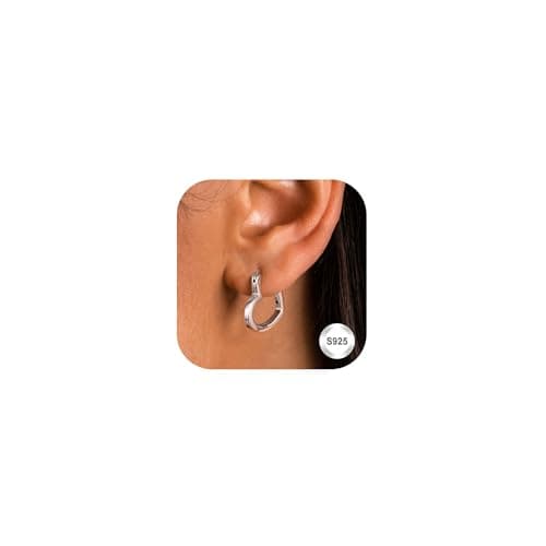 Adramata Boucles d'Oreilles Femme Argent 925 et Or Plaquées 14K Créoles en Forme de Cœur Boucles d'Oreilles Pendantes Fa — Cerceau Cœur-Argent