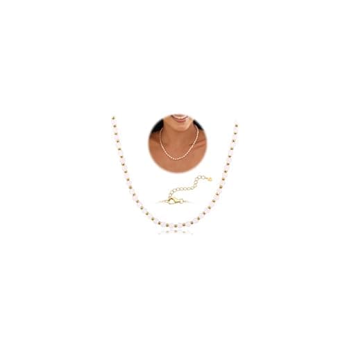Adramata Pierre Naturelle Femme Collier Boho Ajustable Plaqué Or 5mm — Rose
