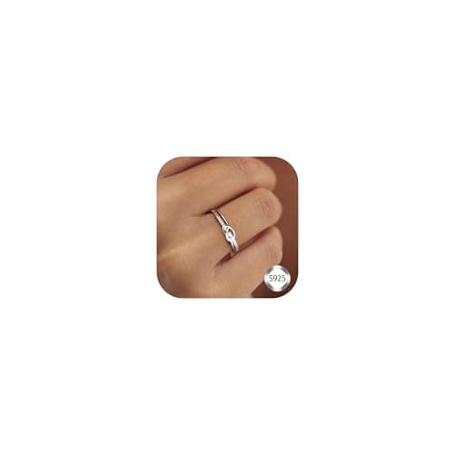 LOLIAS Bague Argent 925 Femme Amour Noeud avec Zircone Cubique pour Femmes Cadeau Bijou Feminin Taille 52-64 Écologique