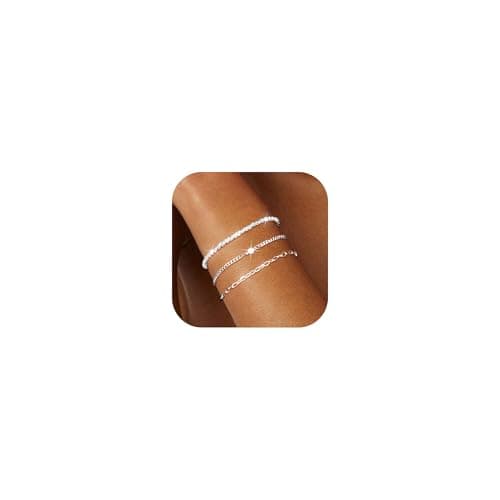 MUCCA Lot de 3 bracelets empilables en argent 925 pour femme - Cadeau d'anniversaire - Argent sterling multicouche régla