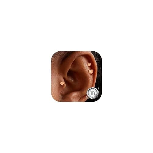 Adramata hypoallergénique Piercing oreille conch cartilage G23 Titane Labret à filetage interne 6/8/10MM (Or/Argent) 3 p