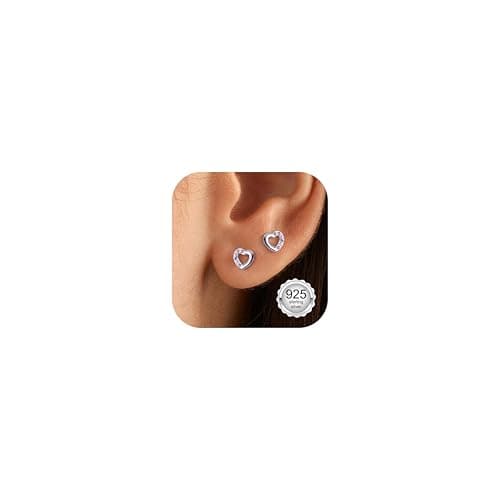 Adramata Boucles d'Oreilles Argent 925 Hypoallergéniques Fille Femme 100% Recyclé — Style Coeur