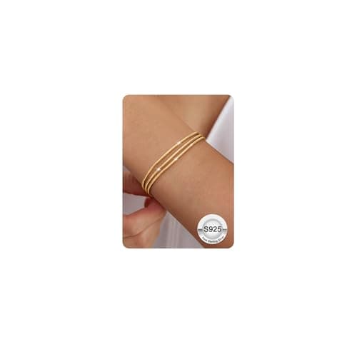 FIOROYAL - Bijoux Bracelet Argent Sterling 925 Reglable pour Femme - Cadeau Tendance pour Filles - Perles Empilable Trip — Serpent Rond en Or