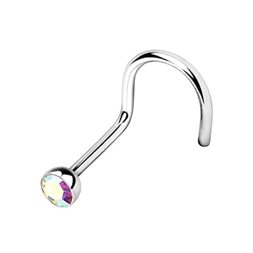 NEZ PIERCING WARRIOR Courbé Boule de Cristal Tchèque Acier Chirurgical 316L Stérile 22G (0.8 mm) Longueur 6.5 mm PBS-002 — Ab