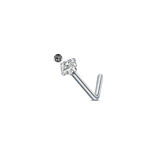 AceFun Piercing nez titane G23 pour femmes et hommes avec cubique zircone 2mmdiamond formé Lbijouxbijoux de nez — L Forme-20G-3mm