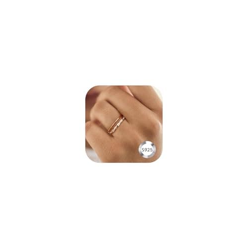 Milacolato Bague en Argent Sterling 925 Zircone Cubique Éternité pour Femmes Élégante et Réglable — Or rose