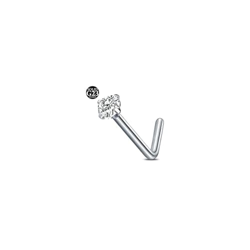 AceFun Piercing nez titane G23 pour femmes et hommes avec cubique zircone 2mmdiamond formé Lbijouxbijoux de nez — L Forme-20G-2.5 mm