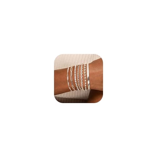 Adramata 7 Pcs Chaîne Bracelets Acier Inoxydable Femme pour Femmes Adultes Événements Formelles Réglables CSAO Format St