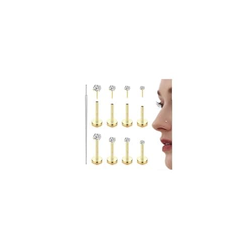 Adramata Piercing Labret Hypoallergénique 14K Or pour Piercings Mixtes Recycled Standard 100  
Adramata Piercing au Nez — Or 14 carats - 18 G (1 mm)