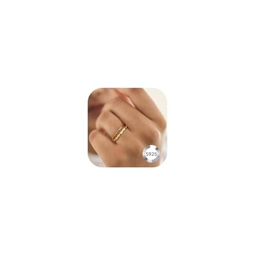Milacolato Bague en Argent Sterling 925 Zircone Cubique Éternité pour Femmes Élégante et Réglable — Or