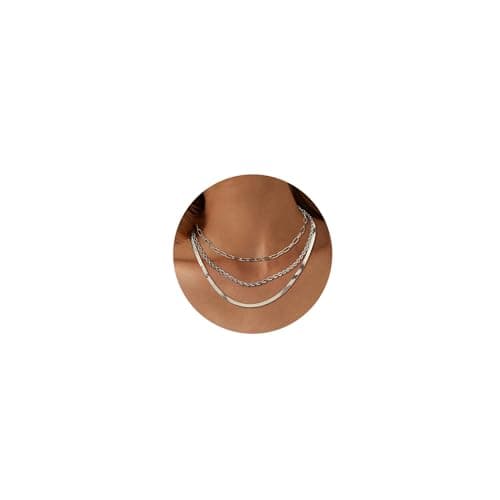 Adramata 3 Pieces Colliers Réglables Or Argent Femme Boho Colliers Perle Usine Recycled Standard 100 — Argent1-stylea