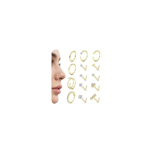 Diamday hypoallergénique piercing nez 20G 18G helix tragus conch septum anneaux Or argentجهاديل