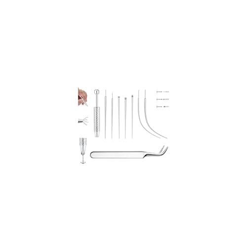 LOLIAS 16G 18G Piercing Aiguilles en Acier Inoxydable pour Oreille Nez Lèvre | Outil Fil d'Insertion sans Filetage | Kit