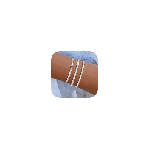 JeweBella Bracelet Femmes Argent 925 Réglable Empilable Fantaisie Étanche 3 Pièces Fermoir Tromboneженщиныbraceletargent — 02:Snake Layer1