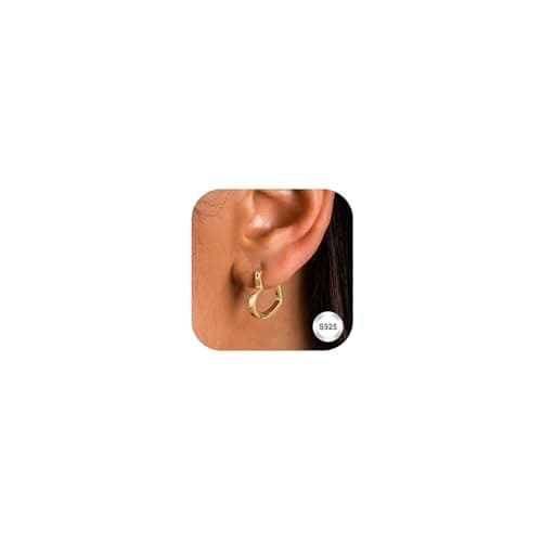Adramata Boucles d'Oreilles Femme Argent 925 et Or Plaquées 14K Créoles en Forme de Cœur Boucles d'Oreilles Pendantes Fa — Cerceau Coeur-Or