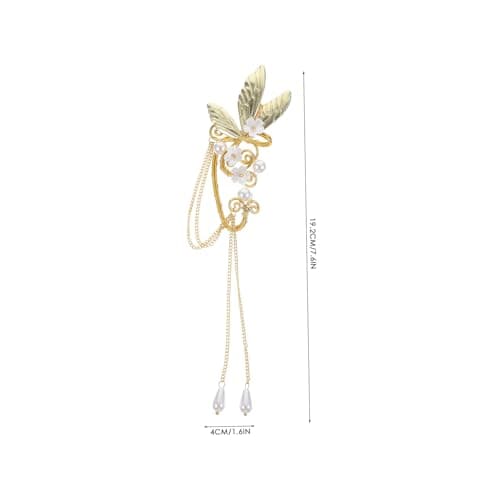 HANABASS Boucles d'oreilles légères à clip pour femmes longues pendantes avec franges dorées non percées accessoires mod