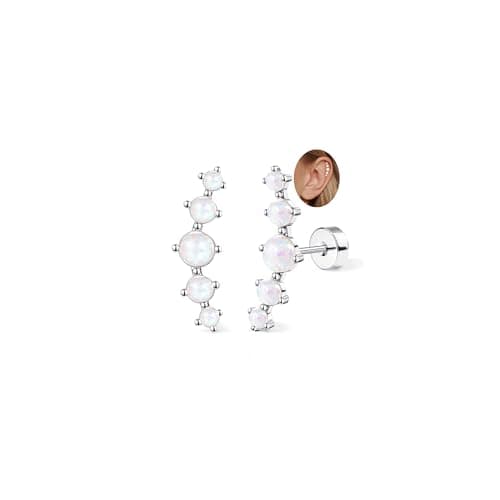 Adramata Acier Inoxydable Piercing Femmes Conch Tragus Helix 16G Argent Hypoallergénique Recycled Standard 100 — Argent-Opal