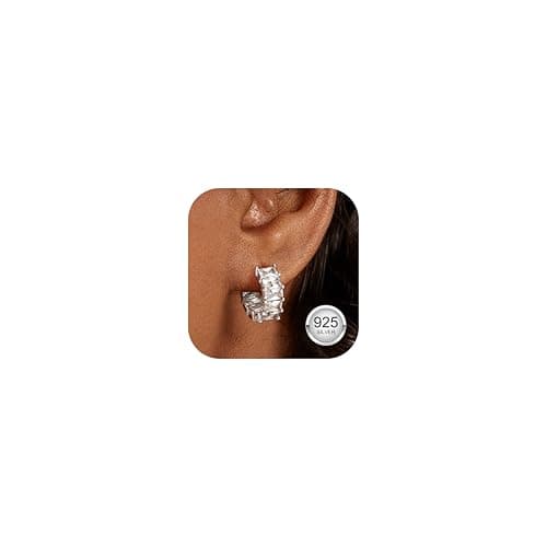 Adramata Boucles d'Oreilles Femme Argent 925 Créoles en CZ Brillant Boucles d'Oreilles Fantaisie Boucles d'Oreilles Femm