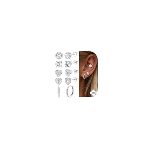 Adramata Boucle d'Oreille Argent 925 Hétéro Sexualité Boucles d'Oreilles Simulé Brillant Zircon Cubique Grandes Creoles