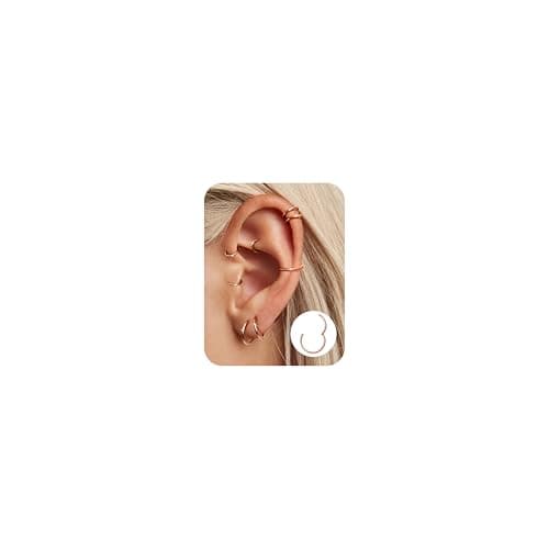 Adramata Piercings 8 Pièces Acier Chirurgical Nez Anneaux pour Hommes Femmes Conch Tragus Daith Rook Piercing Oreille 16