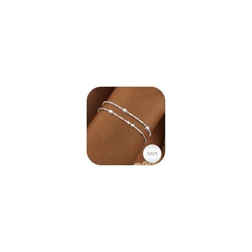 Chriscoco Bijoux Bracelet Argent Sterling 925 Femme pour Femmes Filles - Bracelet Or Réglable et Empilable Trendybijoux — Bracelet de perles en argent