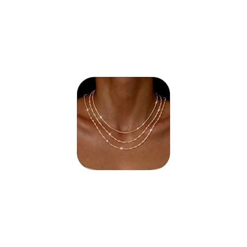 Adramata Collier Femme Acier Inoxydable Plaqué Or 14K Réglable Empilable pour Femme Collier Ras de Cou