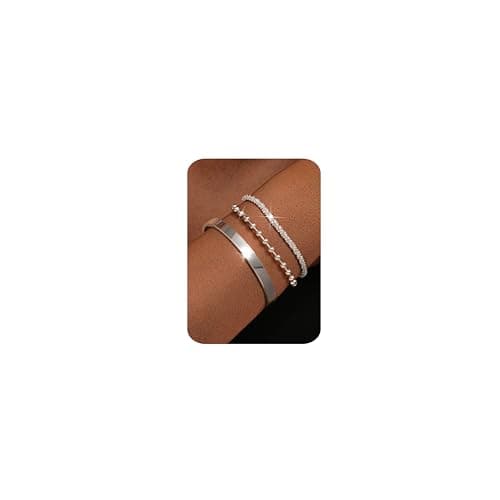 Adramata 925 Argent Bijoux Femmes accessoires Épousant Élégance cadeau Femmes Bijoux Empilables Chaîne Serpent Bracelets — Style Perles