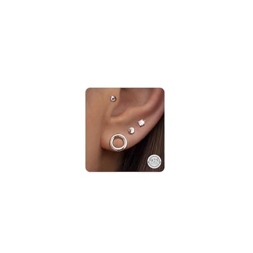 Adramata Boucles d'Oreilles Femme Argent 925 Hypoallergéniques | Cartilage Piercing Homme Argent/Or/Or Rose Recycled Cla — Argent