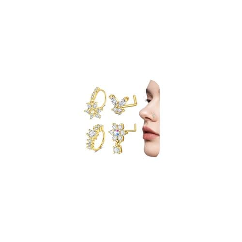 Nez-Piercing Acier Inoxydable Zircone Cubique : Chic 5 PCS 20G Bijoux — 20g-gold-b