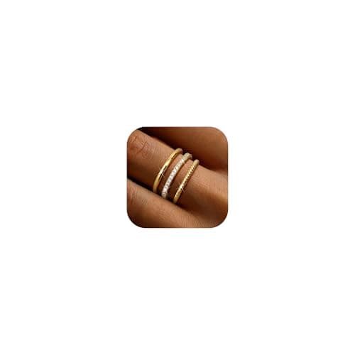 Adramata Or Femmes Bagues 14 Carats Recycled Femmes Bagues Minimalistes Femmes Boho Bagues De Déclaration 3 Pièces 100%
